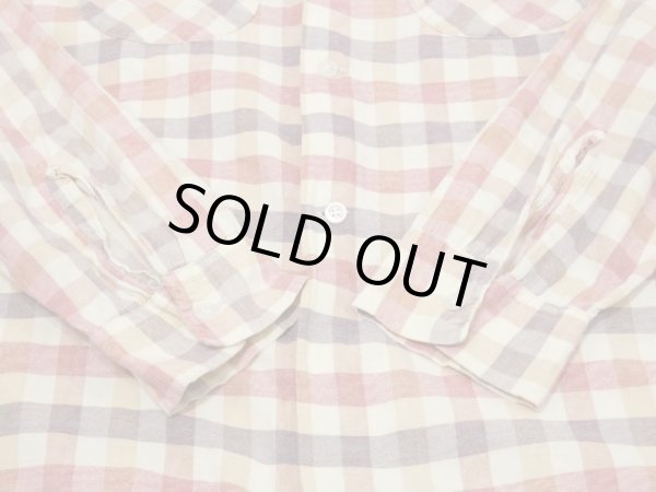 画像9: 60s UNKNOWN PALE TONE PLAID CHECK OPEN COLLAR BOX SHIRT  (9)