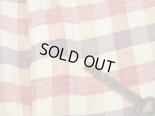 画像7: 60s UNKNOWN PALE TONE PLAID CHECK OPEN COLLAR BOX SHIRT  (7)