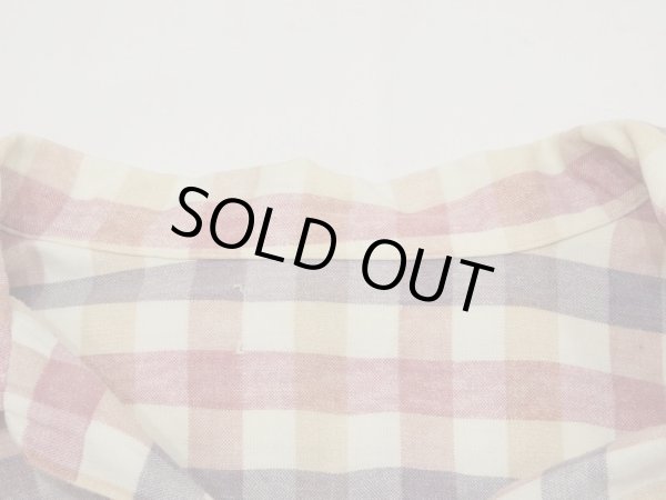 画像3: 60s UNKNOWN PALE TONE PLAID CHECK OPEN COLLAR BOX SHIRT  (3)