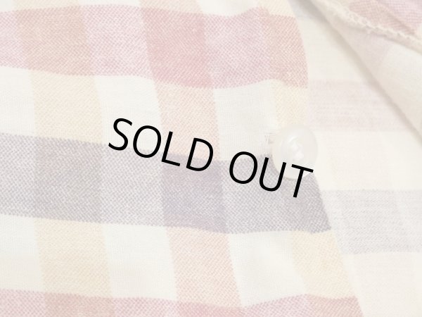 画像8: 60s UNKNOWN PALE TONE PLAID CHECK OPEN COLLAR BOX SHIRT  (8)