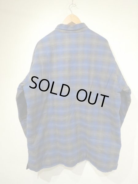 画像2: 80s 90s TWONCRAFT OMBRE SHADOW CHECK QUILTING FLANNEL  SHIRT  (2)