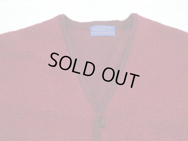 画像4: 50s Pendleton WINE RED × BORDEAUX  WOOL CARDIGAN (4)