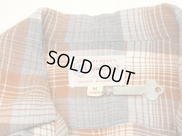 画像3: 50s PENNEY'S TOWNCRAFT GRADATION OMBRE CHECK OPEN COLLAR RAYON SHIRT  (3)