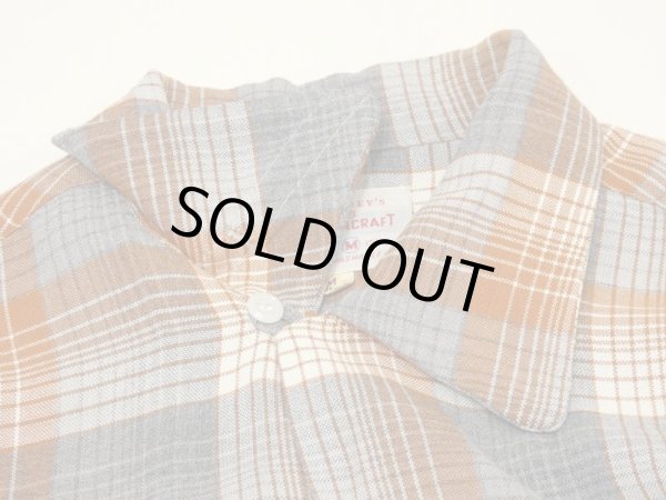 画像5: 50s PENNEY'S TOWNCRAFT GRADATION OMBRE CHECK OPEN COLLAR RAYON SHIRT  (5)