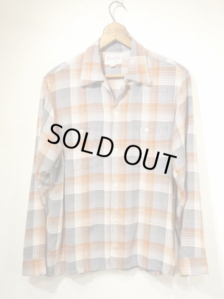 画像1: 50s PENNEY'S TOWNCRAFT GRADATION OMBRE CHECK OPEN COLLAR RAYON SHIRT  (1)