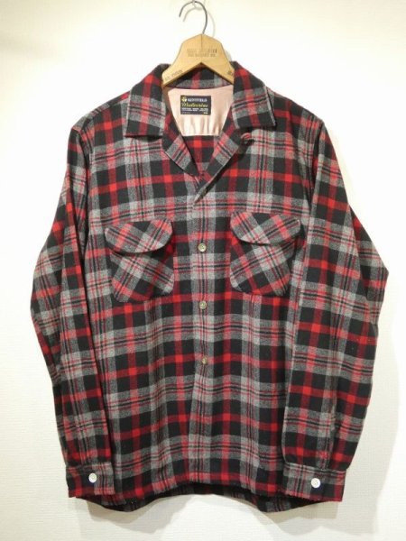 画像1: 60s KENTFIELD Woolverine WOOL PLAID OPEN COLLAR SHIRT (1)