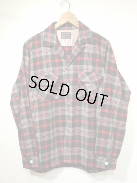 画像1: 60s KENTFIELD Woolverine WOOL PLAID OPEN COLLAR SHIRT (1)
