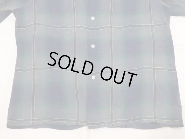 画像7: ~ 70s MONTGOMERY WARD OMBRE SHADOW PLAID CHECK RAYON BOX SHIRT (7)