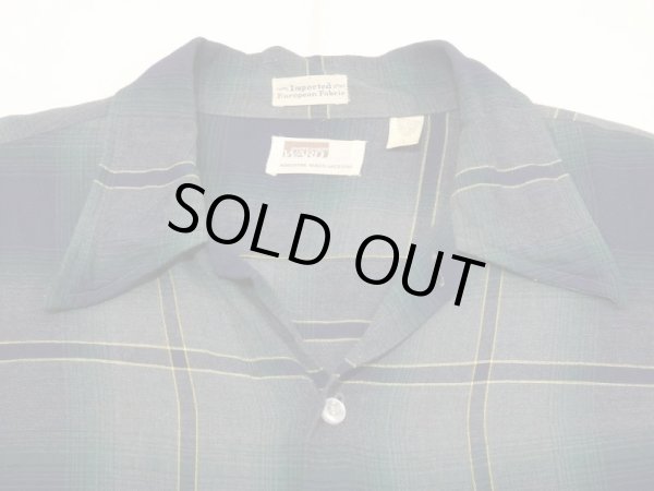 画像4: ~ 70s MONTGOMERY WARD OMBRE SHADOW PLAID CHECK RAYON BOX SHIRT (4)
