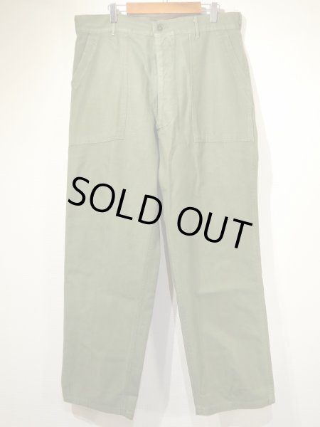 画像1: 50s US ARMY OG-107 COTTON SATEEN UTILITY BAKER PANTS LARGE 1~2 WASHED  (1)