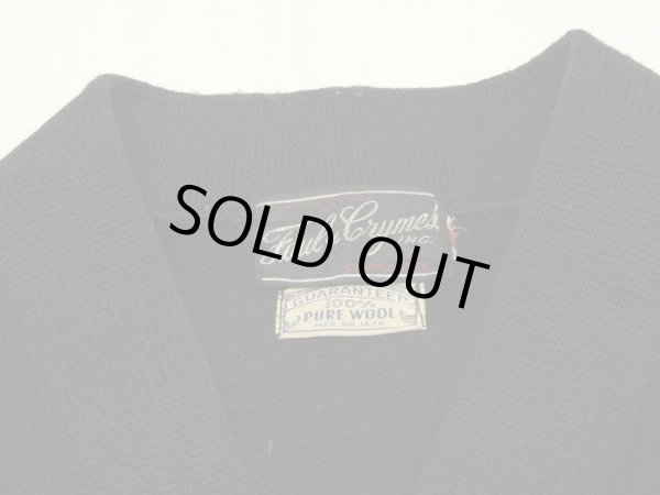 画像3: 50s Faul&Crymes BLACK WOOL LETTERED CARDIGAN (3)