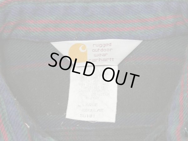 画像3: 80s Carhartt RANDOM BORDER STRIPE HEAVY FLANNEL SHIRT MADE IN USA (3)