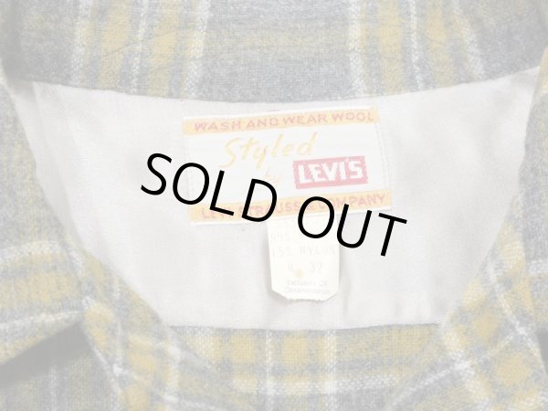画像3: 50s LEVI'S SHADOW PLAID CHECK WOOL OPEN COLLAR SHIRT DEAD STOCK (3)