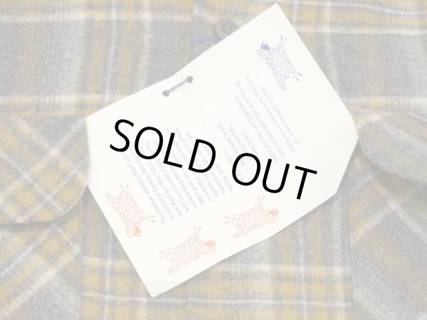 画像7: 50s LEVI'S SHADOW PLAID CHECK WOOL OPEN COLLAR SHIRT DEAD STOCK (7)
