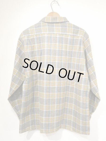 画像2: 50s LEVI'S SHADOW PLAID CHECK WOOL OPEN COLLAR SHIRT DEAD STOCK (2)