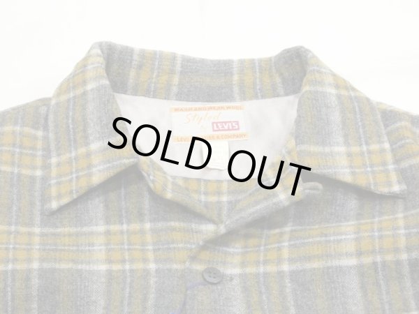 画像4: 50s LEVI'S SHADOW PLAID CHECK WOOL OPEN COLLAR SHIRT DEAD STOCK (4)