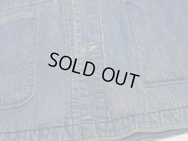 画像6: 40s WW2 UNKNOWN DENIM CHORE JACKET COVERALL with BLANKET (6)