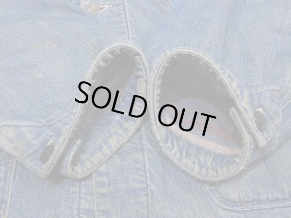 画像8: 40s WW2 UNKNOWN DENIM CHORE JACKET COVERALL with BLANKET (8)