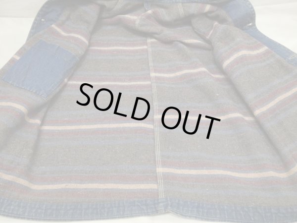 画像10: 40s WW2 UNKNOWN DENIM CHORE JACKET COVERALL with BLANKET (10)
