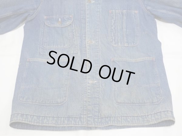 画像4: 40s WW2 UNKNOWN DENIM CHORE JACKET COVERALL with BLANKET (4)