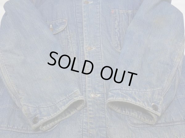 画像7: 40s WW2 UNKNOWN DENIM CHORE JACKET COVERALL with BLANKET (7)