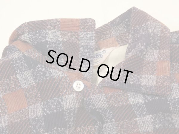 画像5: 50s WOODBURY PANEL (BLOCK) CHECK PRINT CORDUROY OPEN COLLAR SHIRT (5)