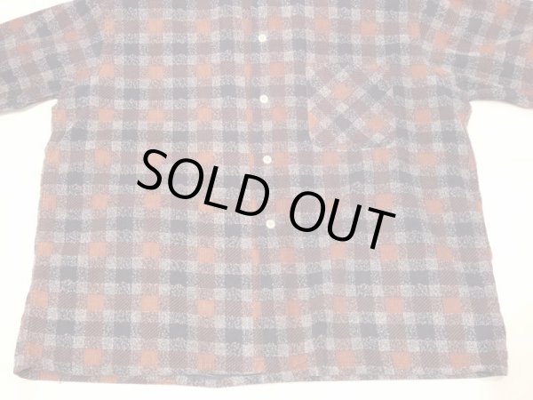 画像6: 50s WOODBURY PANEL (BLOCK) CHECK PRINT CORDUROY OPEN COLLAR SHIRT (6)