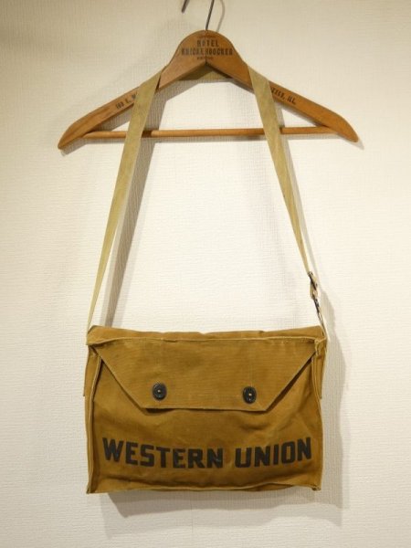 画像1: 20s 30s WESTERN UNION CANVAS MESSENGER BAG (1)