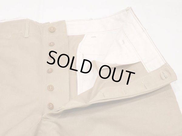 画像6: 40s US ARMY M-41 M-42 COTTON KHAKI CHINO TROUSERS PANTS 38×33 DEAD STOCK (6)