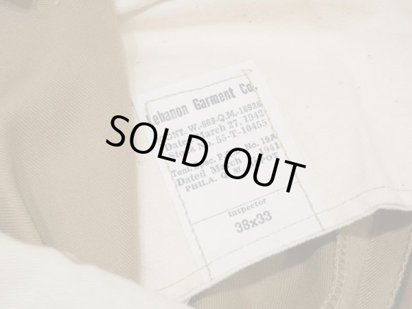 画像9: 40s US ARMY M-41 M-42 COTTON KHAKI CHINO TROUSERS PANTS 38×33 DEAD STOCK (9)