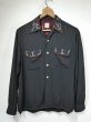 画像1: 50s Regent BLACK PLAIN SOLID LOOP COLLAR RAYON GABARDINE SHIRT with EMBROIDERED (1)