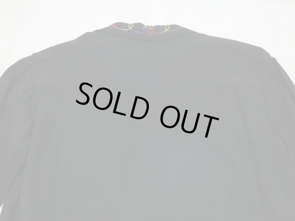 画像10: 50s Regent BLACK PLAIN SOLID LOOP COLLAR RAYON GABARDINE SHIRT with EMBROIDERED (10)