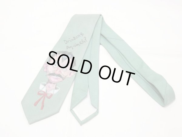 画像2: 50s UNKNOWN 4 EYES DRUNK MAN HAND PRINTED NECK TIE (2)