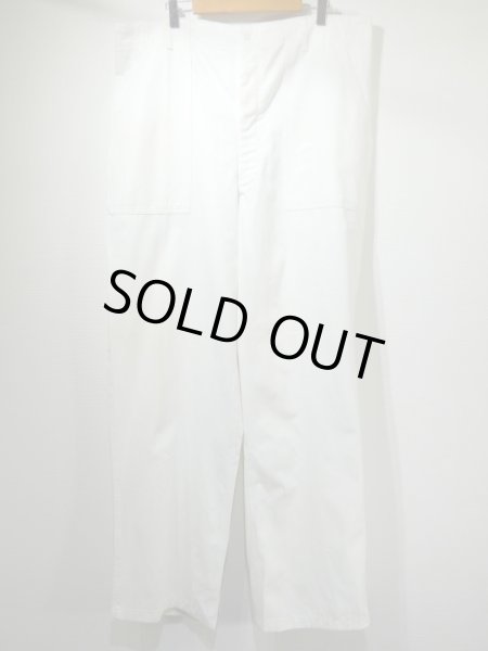 画像1: 60s US ARMY FOOD HANDLER'S WHITE COTTON DRILL TROUSERS PANTS DEAD STOCK (1)