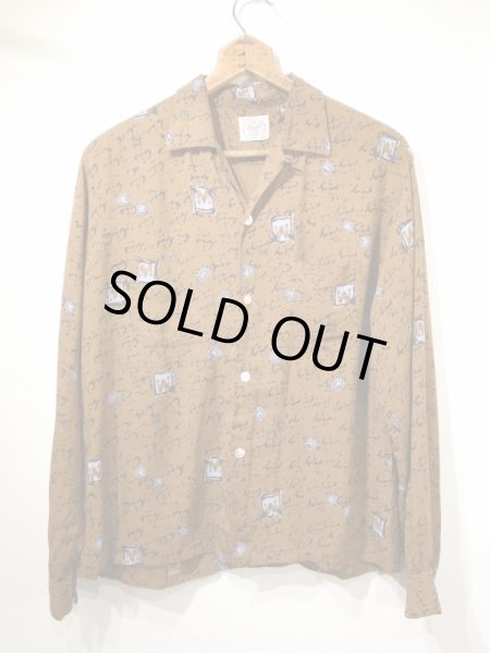 画像1: 50s MW BRENT ALL OVER PATTERN RAYON OPEN COLLAR SHIRT (1)