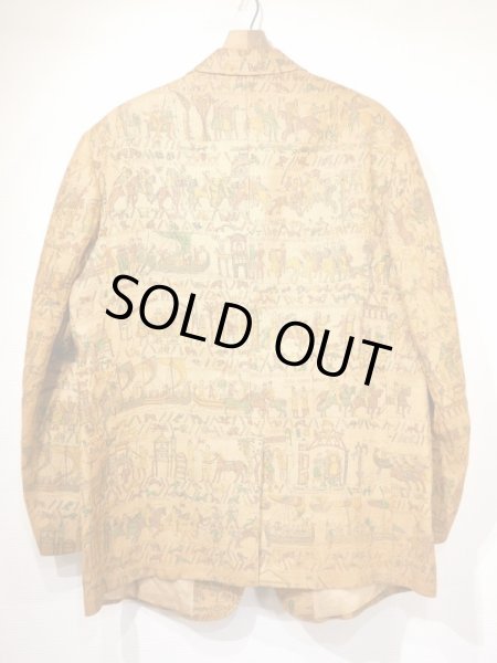 画像2: 60s Hannry's MEDIEVAL MURAL PATTERN HEMP TAILORED JACKET (2)