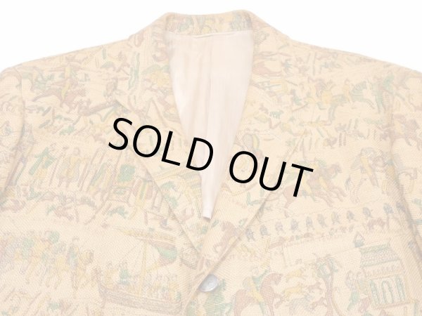 画像3: 60s Hannry's MEDIEVAL MURAL PATTERN HEMP TAILORED JACKET (3)