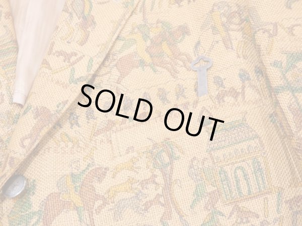 画像4: 60s Hannry's MEDIEVAL MURAL PATTERN HEMP TAILORED JACKET (4)