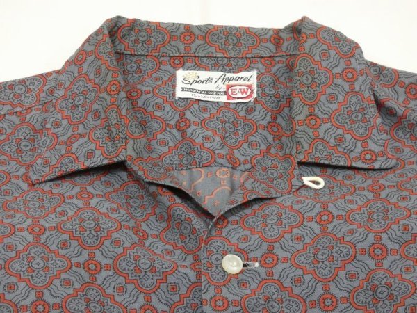 画像4: 60s E&W ALL OVER PATTERN OPEN COLLAR SQUARE SHIRT (4)
