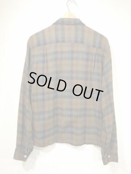 60s CAMPUS GRADATION PLAID RAYON SQUARE SHIRT - RICUR 60s CAMPUS GRADATION PLAID RAYON SQUARE SHIRT - RICUR