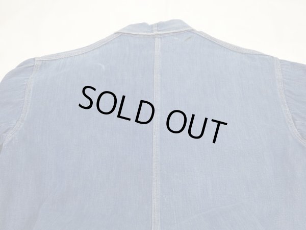 画像17: 30s Liberty ？ DENIM CHORE JACKET COVERALL with NRA CODE TAG and WESTERN COSTUME TAG (17)