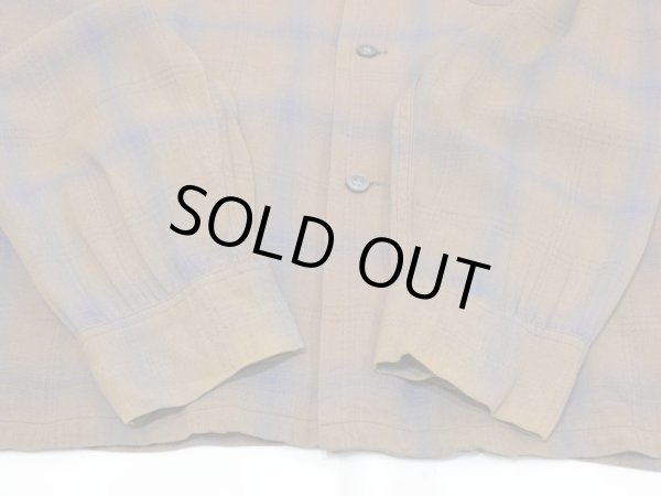 画像11: 50s 60s CAMPUS OMBRE SHADOW CHECK RAYON SHIRT with HAND STITCH (11)