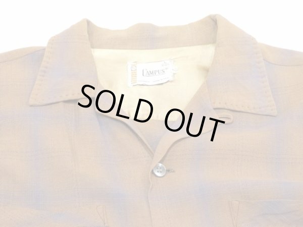 画像4: 50s 60s CAMPUS OMBRE SHADOW CHECK RAYON SHIRT with HAND STITCH (4)