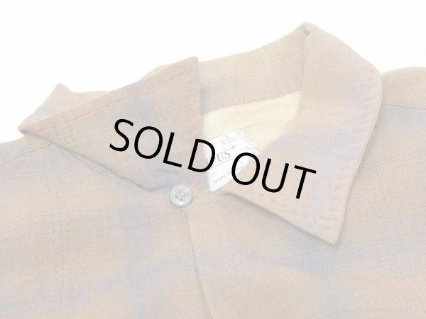 画像5: 50s 60s CAMPUS OMBRE SHADOW CHECK RAYON SHIRT with HAND STITCH (5)