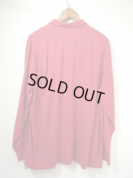 画像2: 60s Donegal MADDER RED SOLID BLANK COTTON RAYON OPEN COLLAR SHIRT  (2)