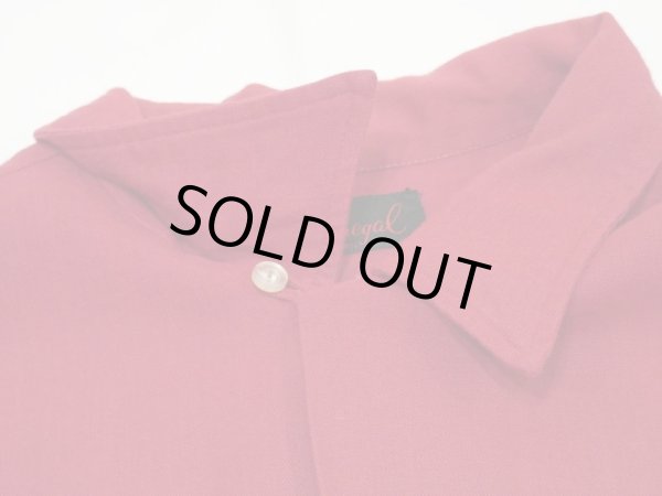 画像5: 60s Donegal MADDER RED SOLID BLANK COTTON RAYON OPEN COLLAR SHIRT  (5)