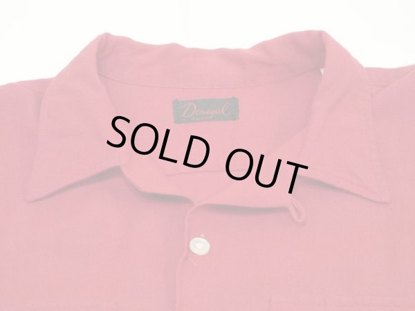 画像4: 60s Donegal MADDER RED SOLID BLANK COTTON RAYON OPEN COLLAR SHIRT  (4)