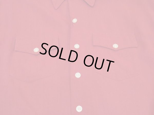 画像6: 60s Donegal MADDER RED SOLID BLANK COTTON RAYON OPEN COLLAR SHIRT  (6)