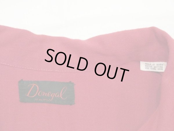 画像3: 60s Donegal MADDER RED SOLID BLANK COTTON RAYON OPEN COLLAR SHIRT  (3)