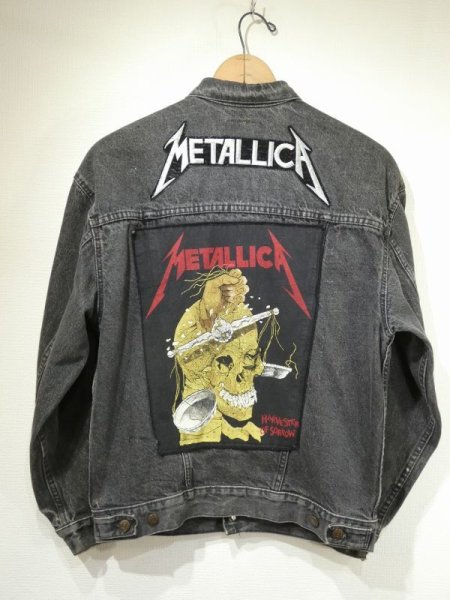 画像1: 80s Levi's 57508-0256 YARN DYED BLACK DENIM JACKET GJ with METALLICA PATCH MADE IN USA (1)